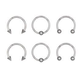6pk. 16-Gauge Captive Bead Rings & Spikes Set