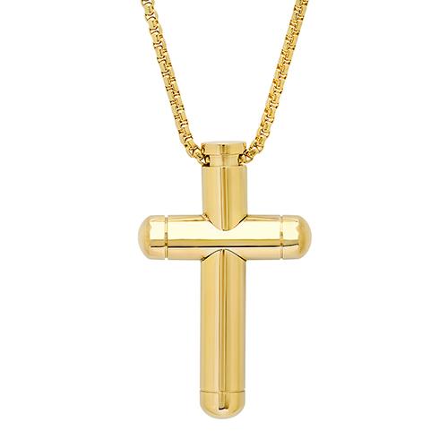 Mens 18kt. Gold Plated Cross Pendant Necklace