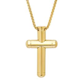 Mens 18kt. Gold Plated Cross Pendant Necklace