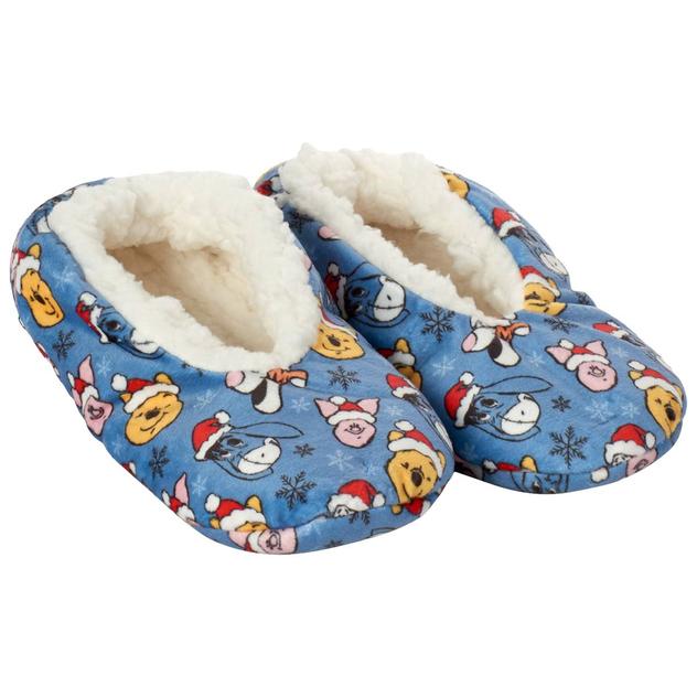 Womens Fuzzy Babba Winnie The Pooh Christmas Slipper Socks