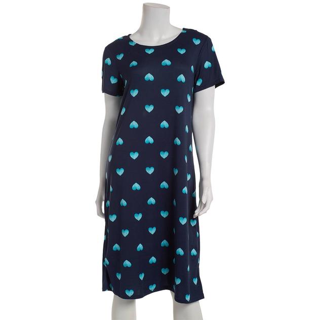 Womens Charmour Short Sleeve Peached Hearts Scoop Neck Sleepshirt