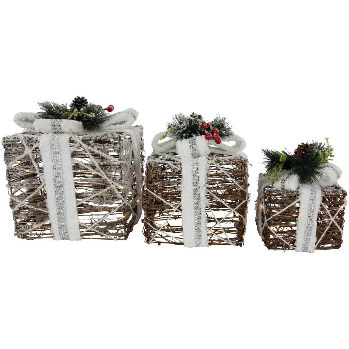 Northlight Seasonal Outdoor Christmas Pine Gift Boxes - Set of 3