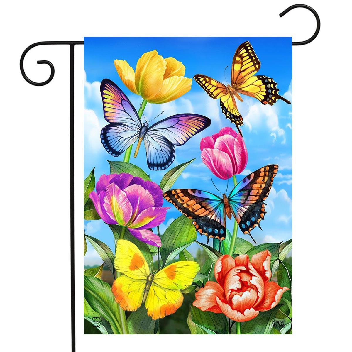 Briarwood Lane Butterflies & Tulips Garden Flag