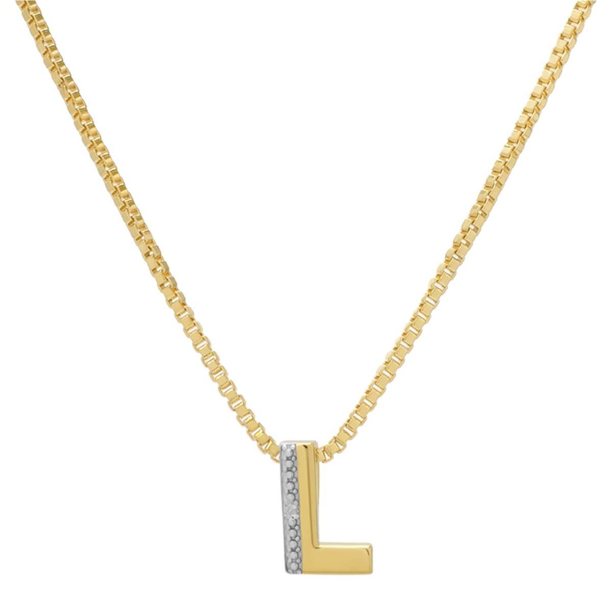 Gianni Argento 14kt. Gold Plated Diamond Accent L Pendant