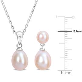 Gemstone Classics™ Rice Pink Pearl Earrings & Necklace Set