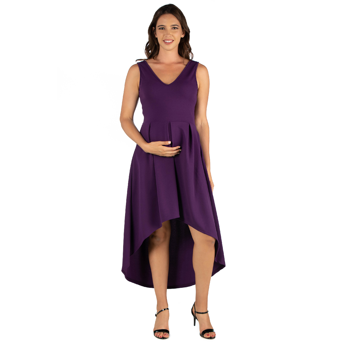 Plus Size 24/7 Comfort Apparel High Low Maternity Dress