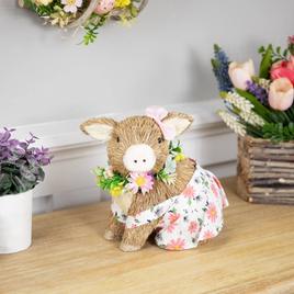 Northlight Seasonal Girl Piglet with Floral Dress Spring Figurine