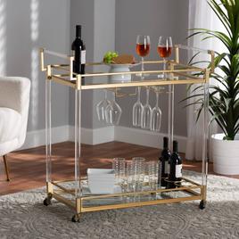 Baxton Studio Savannah Glam & Luxe Gold Metal Wine Cart