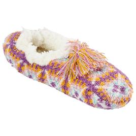 Womens Muk Luks Cozy Ballerina Slippers - Purple/Gold