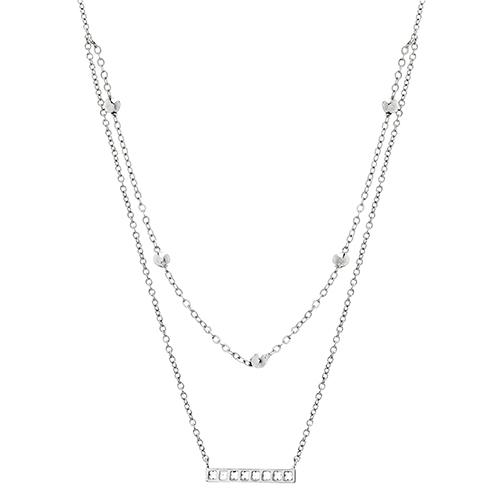 16in. Fine Silver Plated Double Layered Choker Necklace