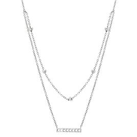 16in. Fine Silver Plated Double Layered Choker Necklace