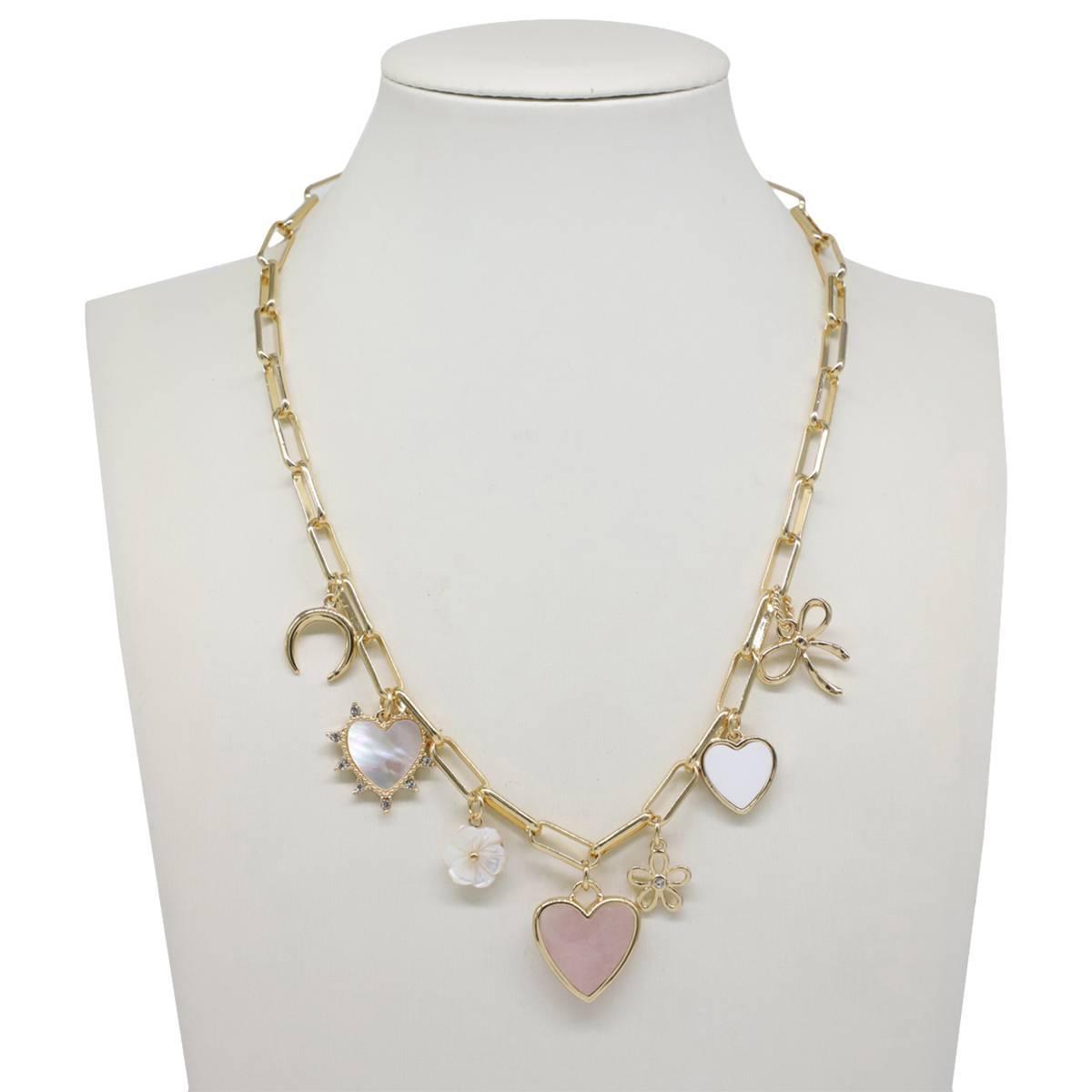 Ashley Gold-Tone Mother of Pearl Charm Necklace