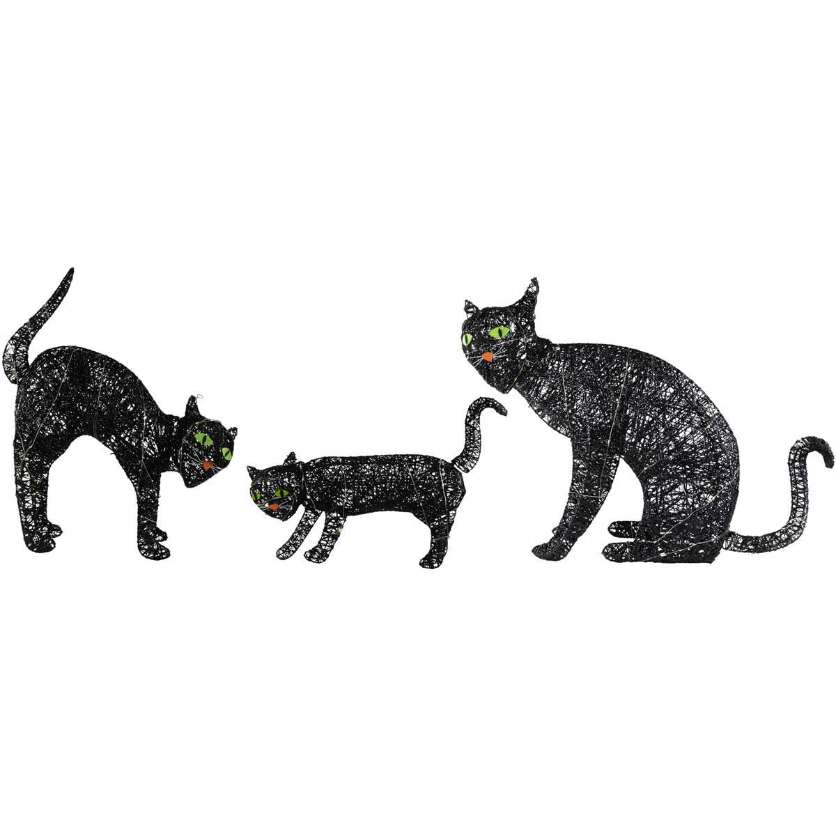Northlight Seasonal Set of 3 LED Black Cat Outdoor Decor