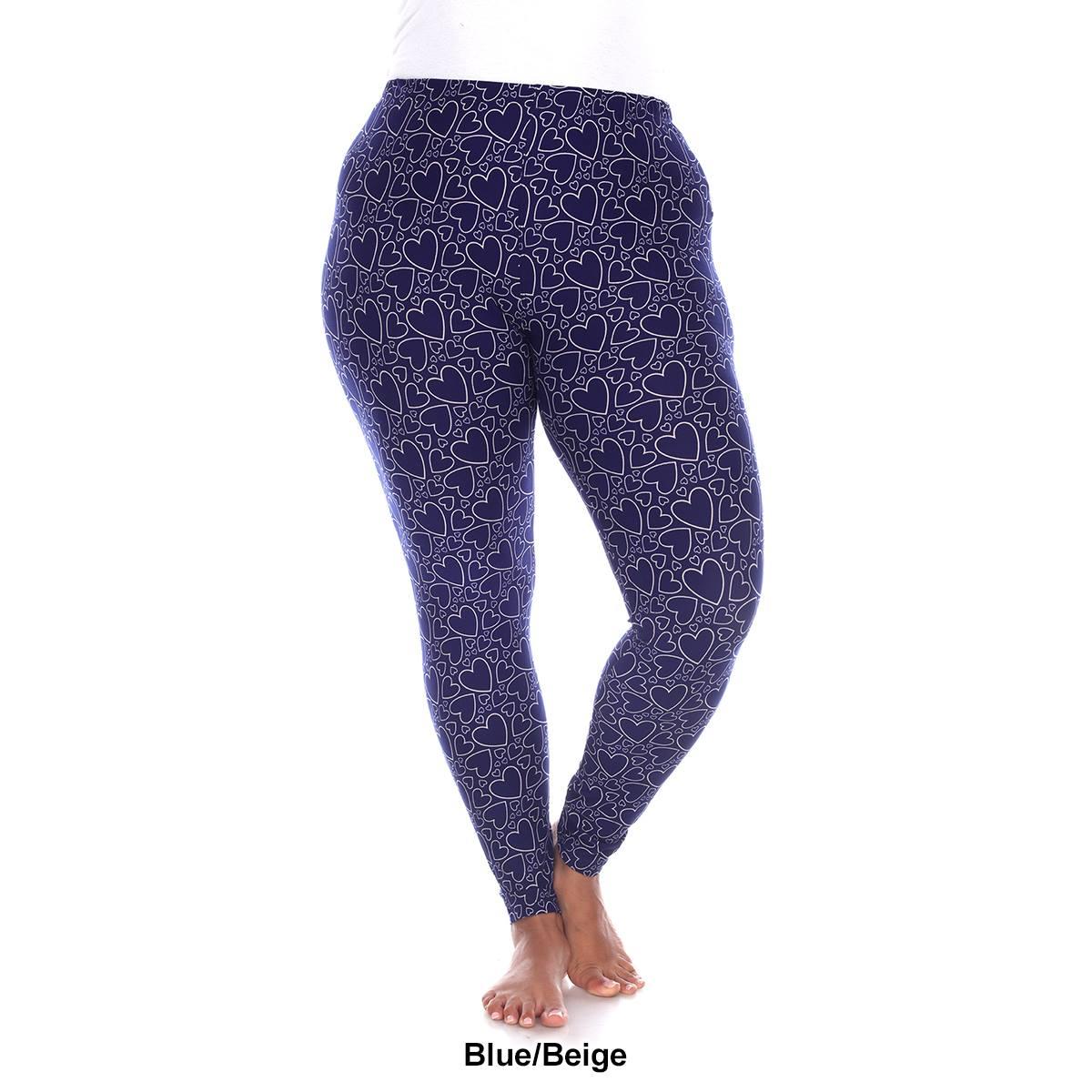 Plus Size White Mark High-Rise Heart Print Leggings