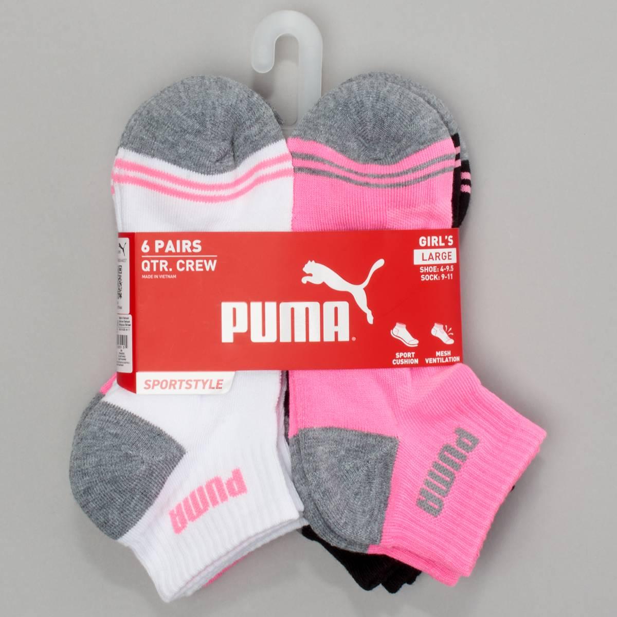 Girls Puma 6pk. 1/2 Terry Quarter Crew Sportstyle Socks