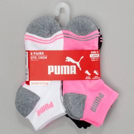 Girls Puma 6pk. 1/2 Terry Quarter Crew Sportstyle Socks