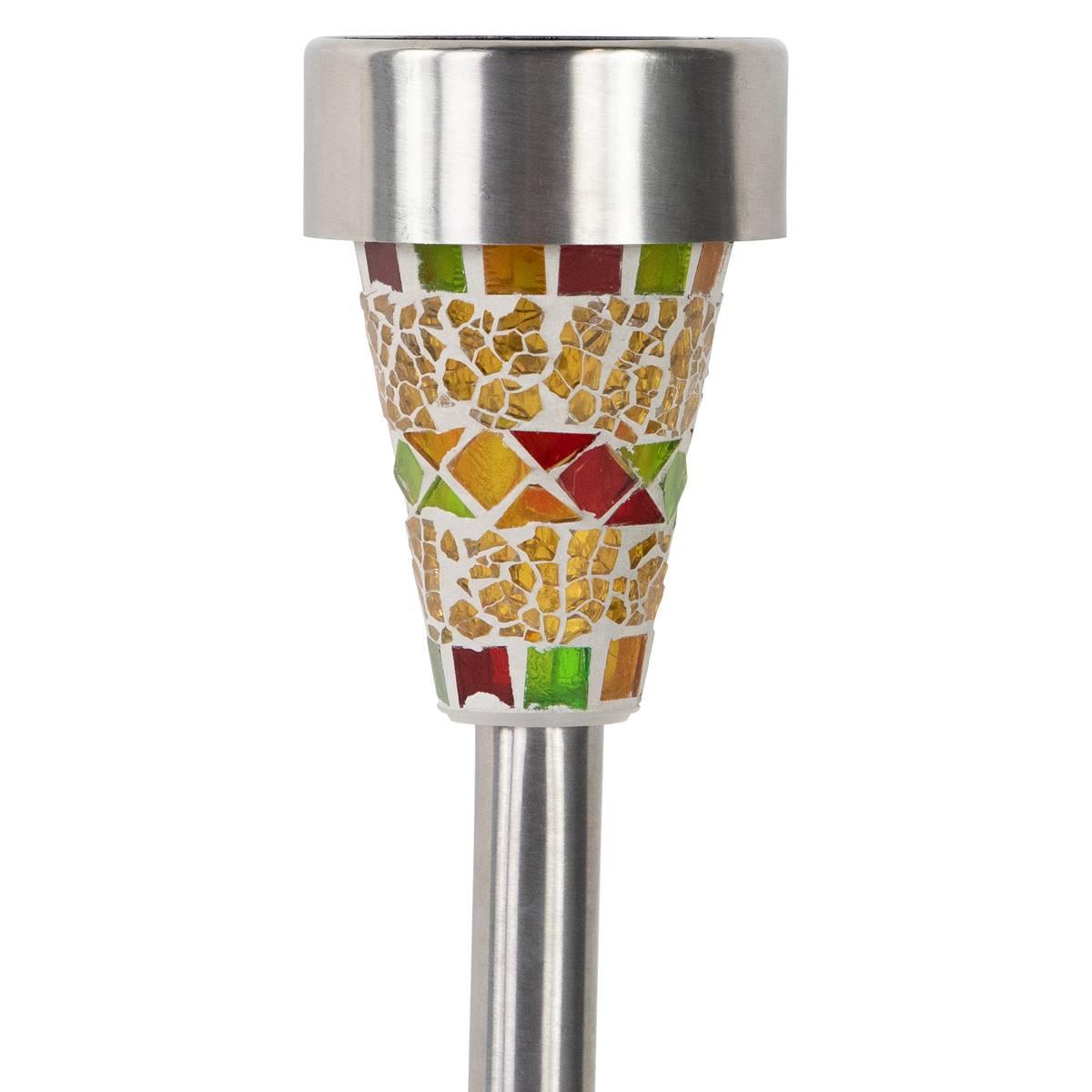 Northlight Seasonal Mosaic Stained LED Pathway Markers - Set of 3