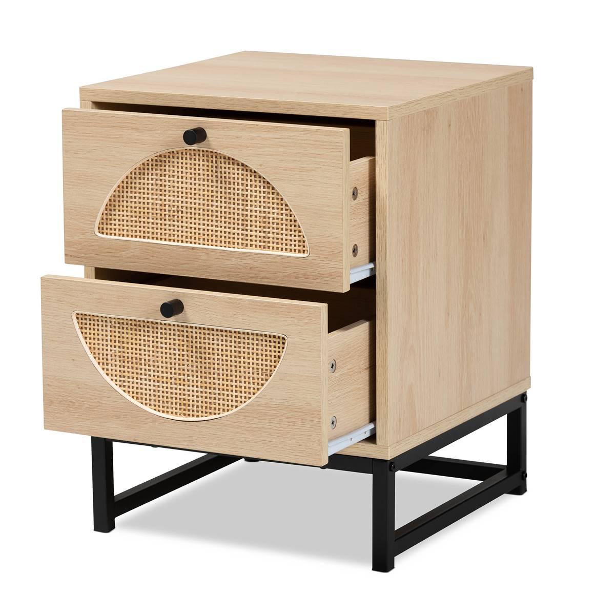 Baxton Studio Ardon Bohemian Light Brown Wood 1-Drawer Nightstand