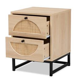 Baxton Studio Ardon Bohemian Light Brown Wood 1-Drawer Nightstand