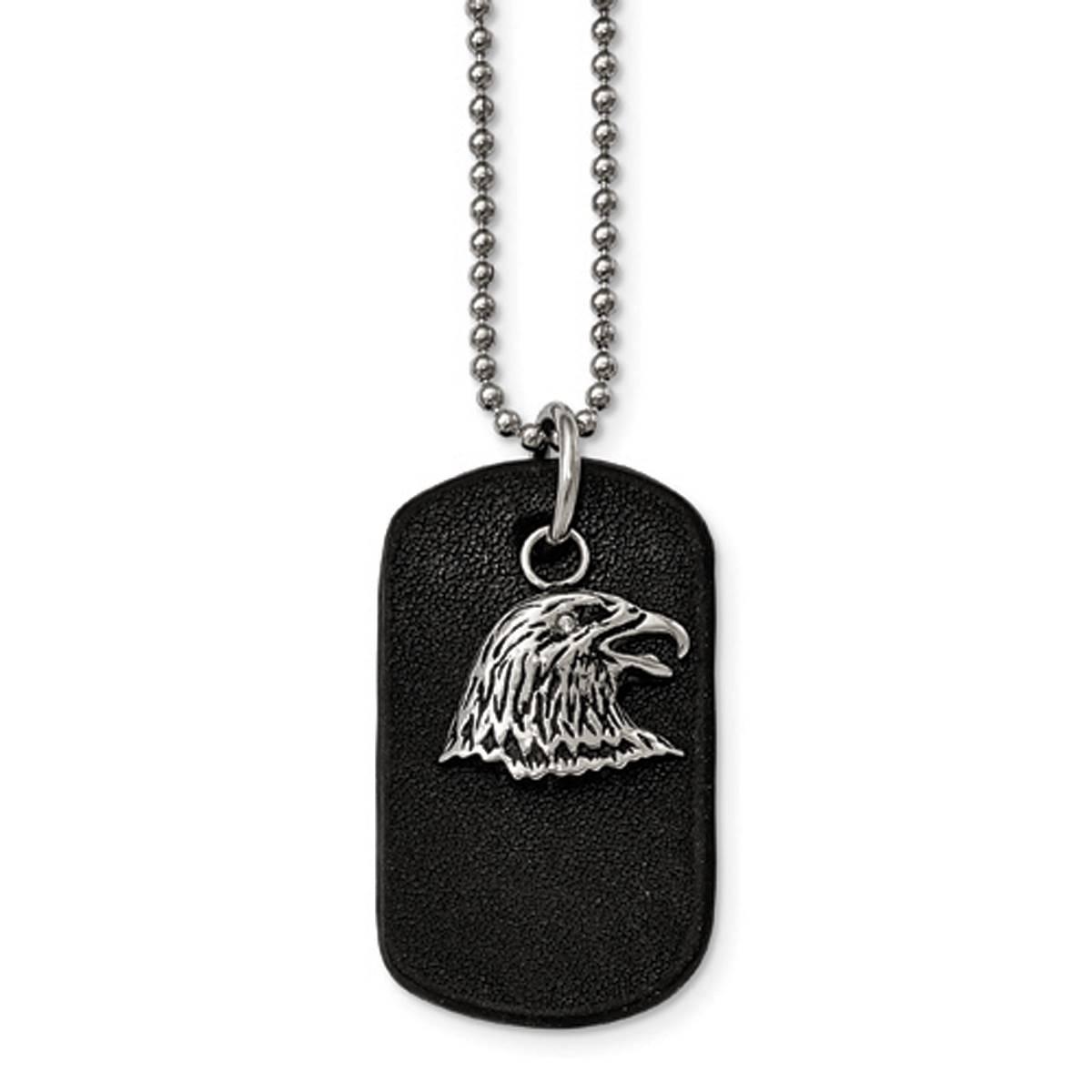 Mens Gentlemen's Classics(tm) Antiqued Eagle & Leather Necklace