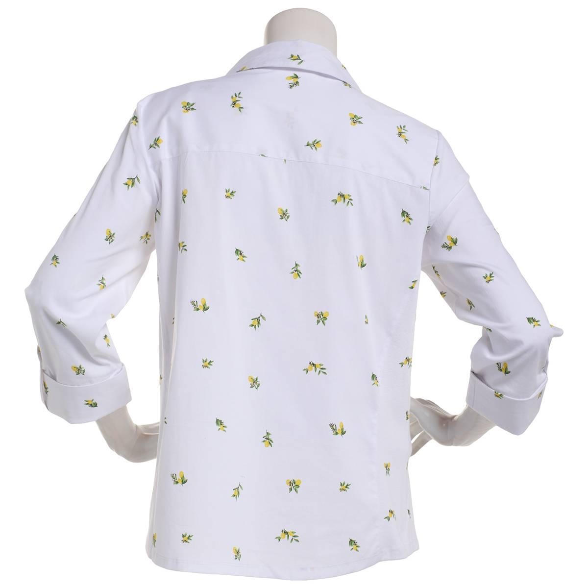 Womens Emily Daniels 3/4 Sleeve Lemon Casual Button Down
