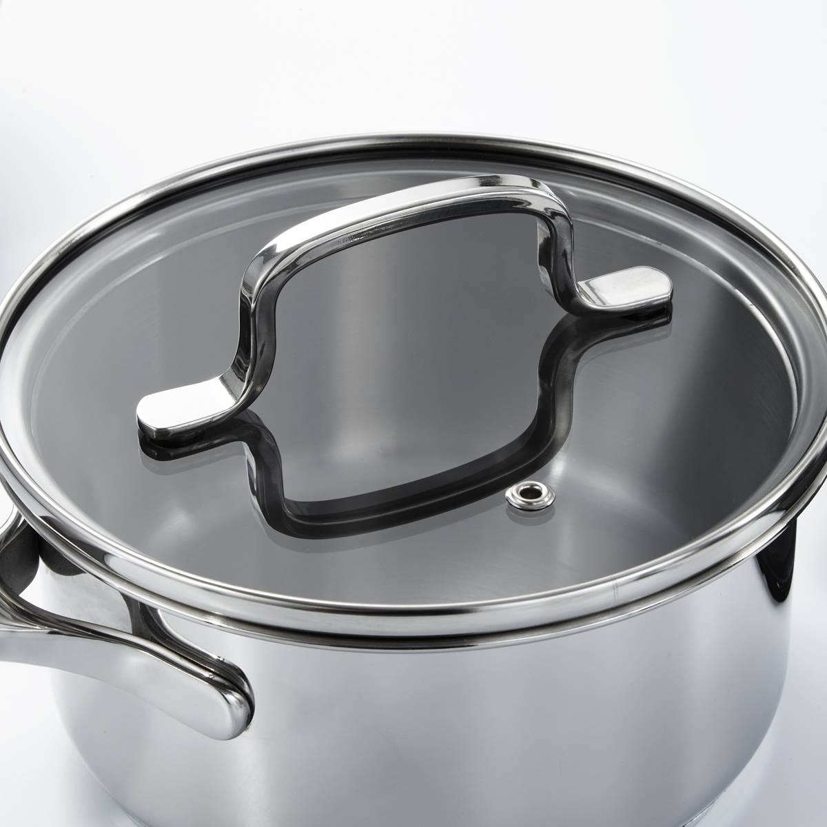 BergHOFF Helix Stainless Steel 1.6qt. Saucepan w/ Glass Lid