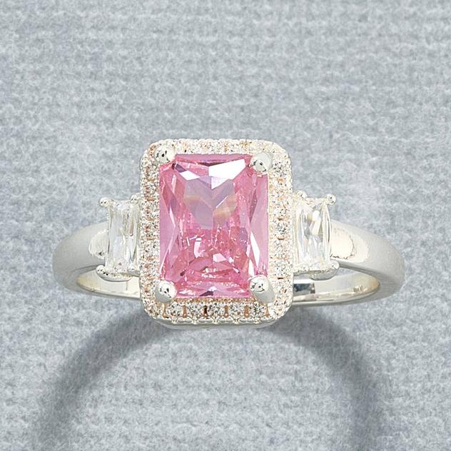 Ashley Cooper™ Silver-Tone CZ Stone Halo Setting Statement Ring