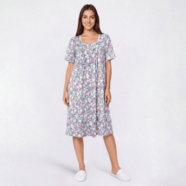 Womens Elegant Dreams Short Sleeve Cotton Floral Nightgown