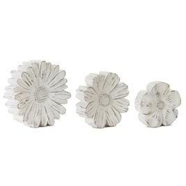 Melrose White Washed Stone Flower Decor - Set of 3