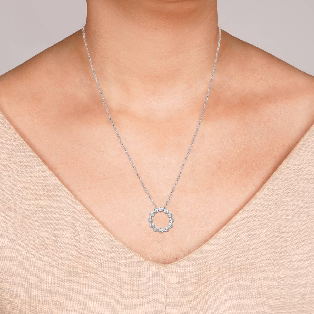 Nova Star® Sterling Silver Lab Grown Diamond Circle Pendant