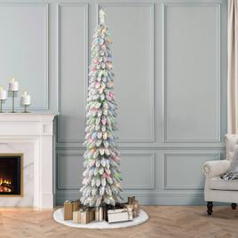 Puleo International 7ft. Pre-Lit Flocked Pencil Christmas Tree