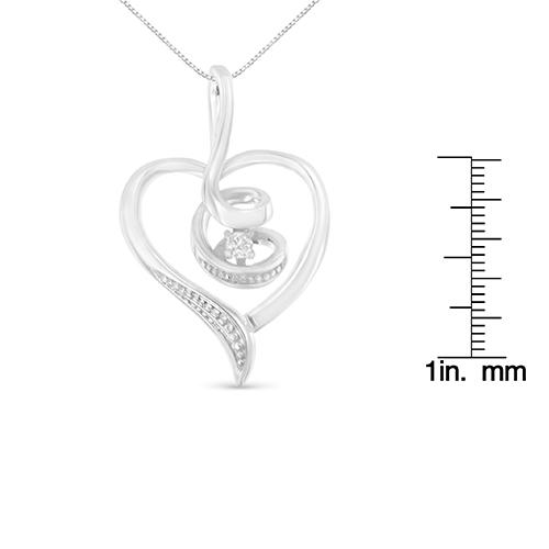 Espira 10kt. White Gold Swirl Diamond Heart Necklace