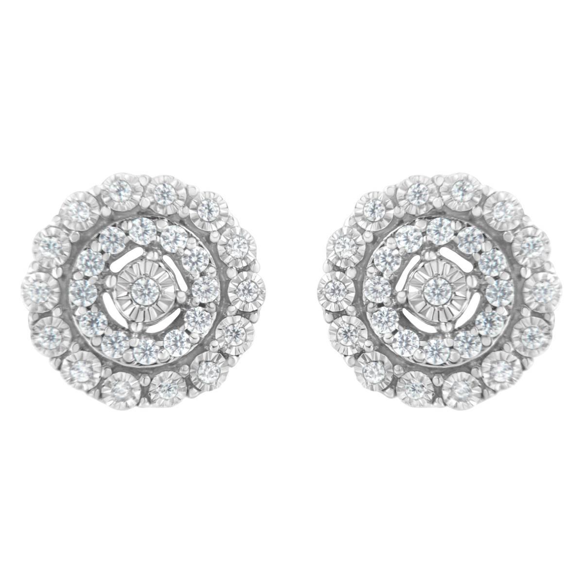 Haus of Brilliance 10kt. White Gold 1/2ctw. Halo Diamond Earrings