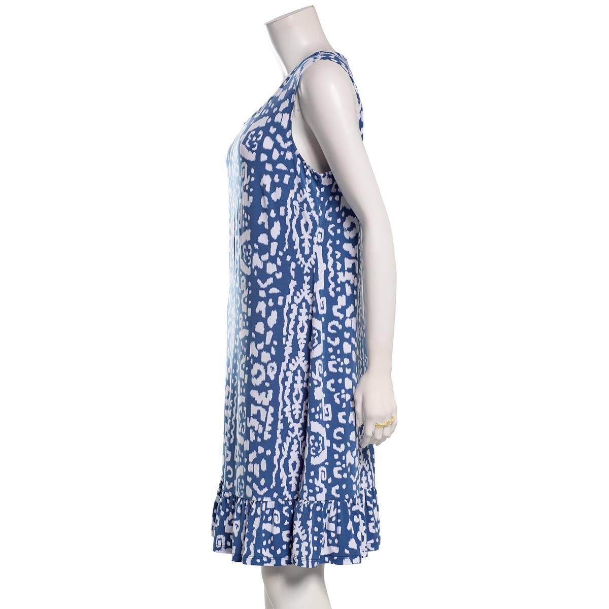 Womens MSK Sleeveless Abstract Ruffle Hem Shift Dress