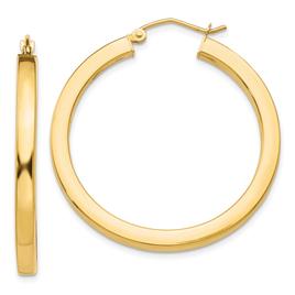 Gold Classics(tm) 14kt. 35mm Polished Square Tube Hoop Earrings