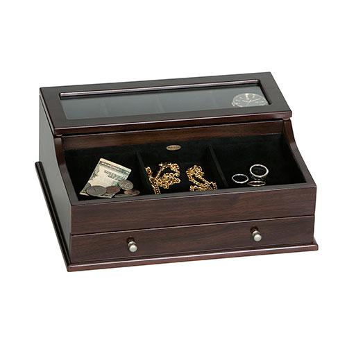 Mens Mele & Co. Hampden Glass Top Wooden Dresser Valet