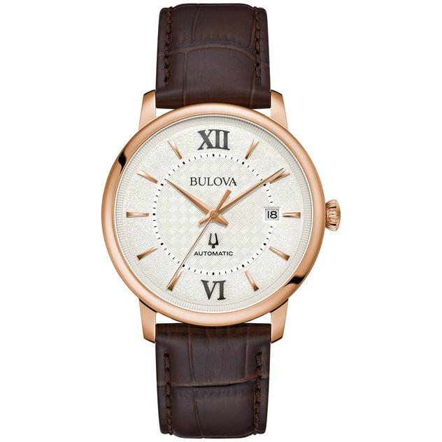 Mens Bulova Hudson Brown Strap Watch - 97B225