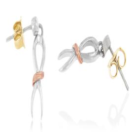 Haus of Brilliance Two-Tone Sterling Silver Ribbon Earrings