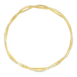 Gold Over Sterling Silver Twist Crystal Bangle Bracelet