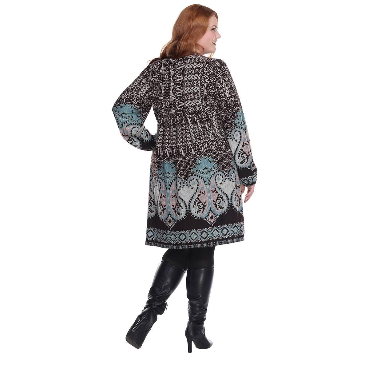 Plus Size White Mark Phebe Embroidered Sweater Dress