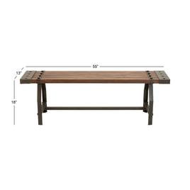 9th & Pike® Industrial Black Metal & Brown Wood Bench