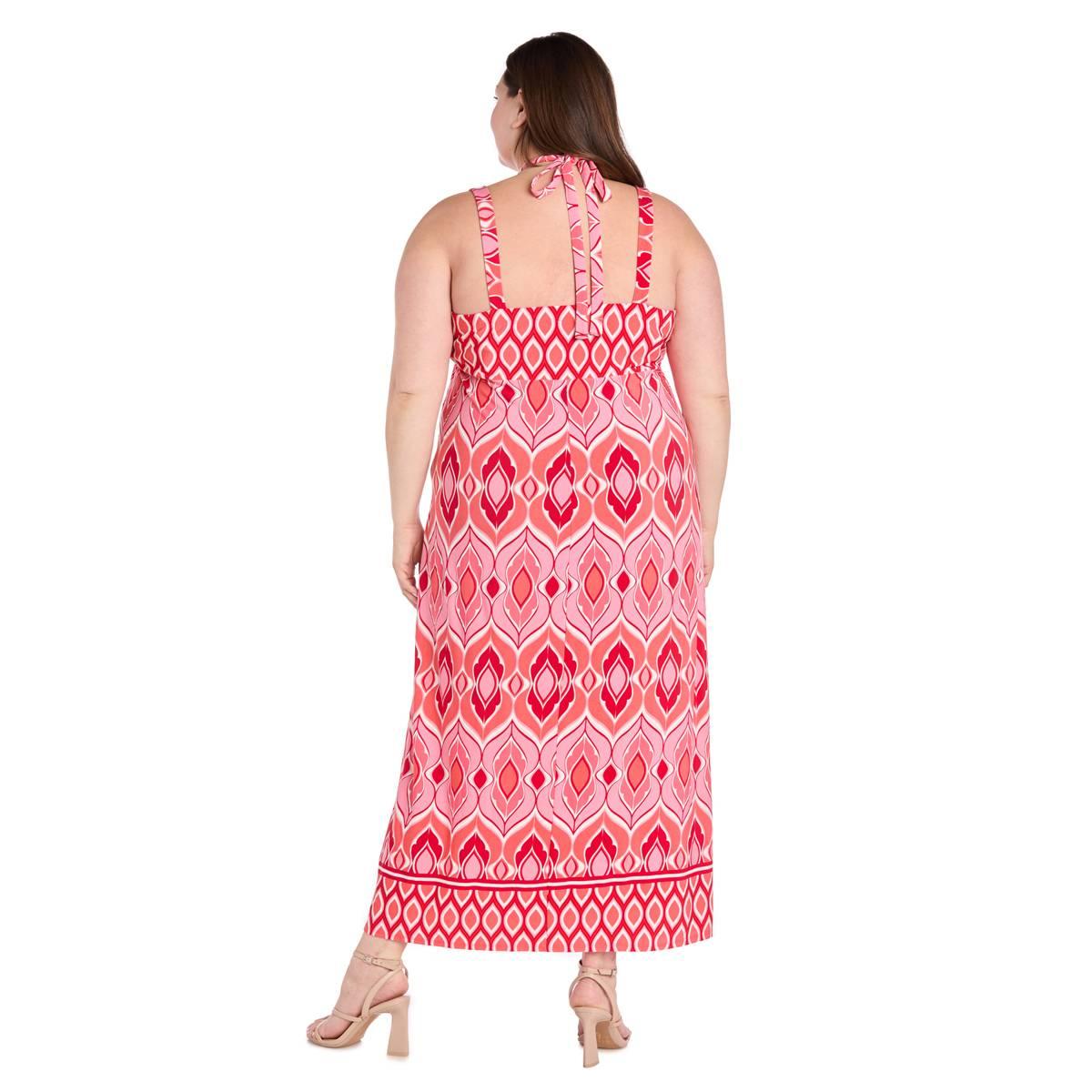 Plus Size R&M Richards Coral & Pink Maxi Dress