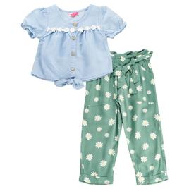 Toddler Girl Penelope Mack LTD(tm) Puff Sleeve Top & Floral Pants