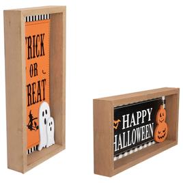 Northlight Seasonal "Happy Halloween" Wooden Shadow Box Plaques