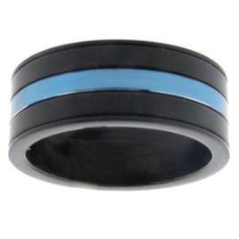 Mens Lynx Stainless Steel Thin Blue Line Ring