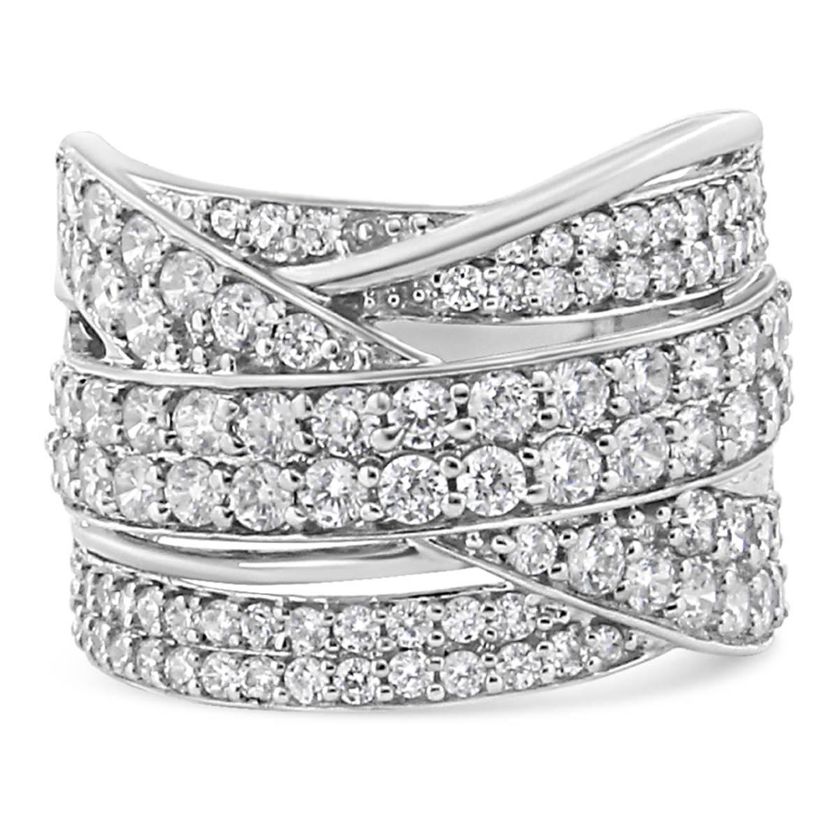 Haus of Brilliance Sterling Silver 2ctw. Diamond Bypass Ring