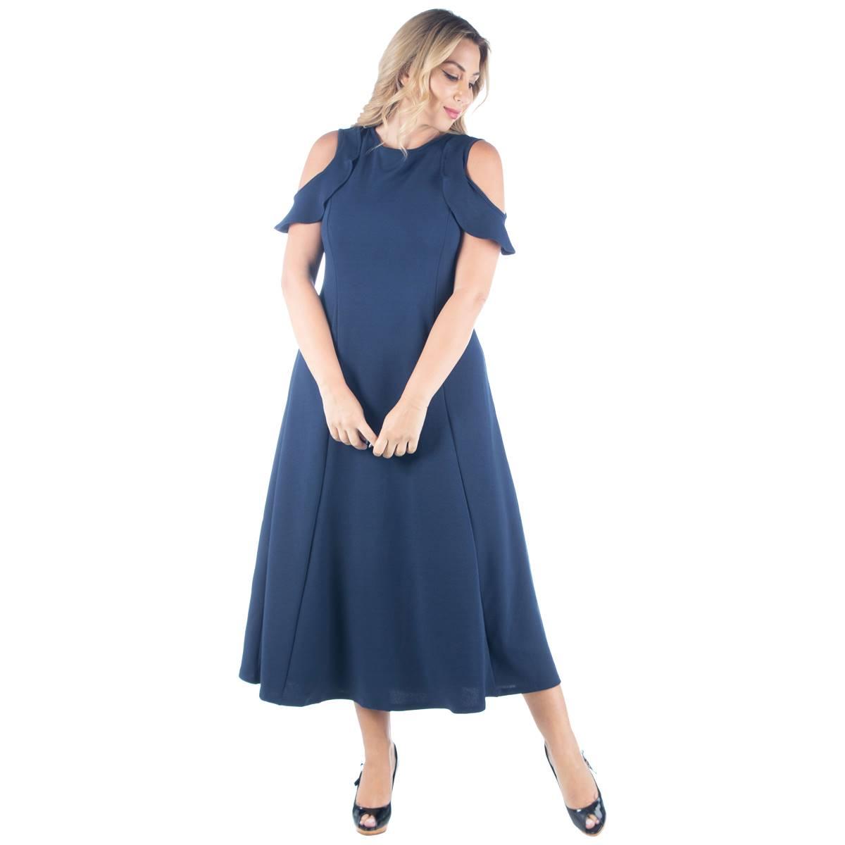 Plus Size 24/7 Comfort Apparel Ruffled A-Line Dress