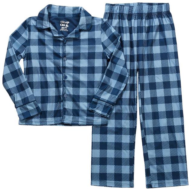 Boys (6-14) Sleep On It® Long Sleeve Check Pajama Set - Blue