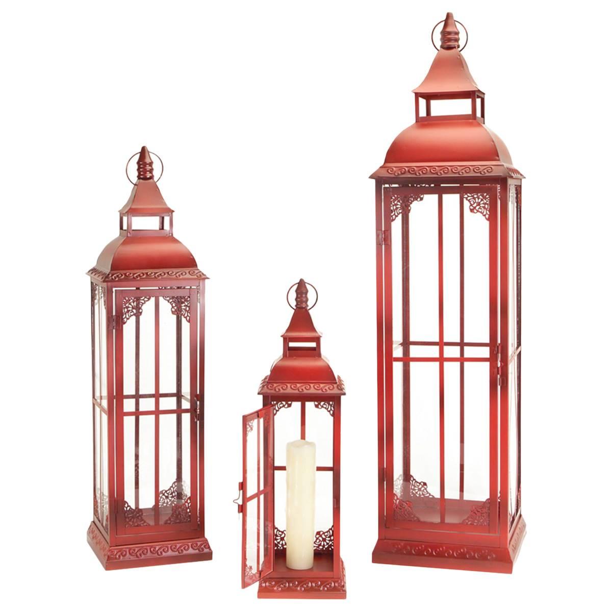 Melrose Ornamental Metal Floor Lantern - Set of 3