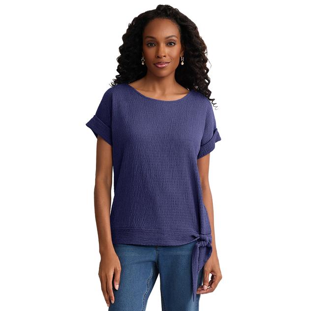 Womens Jones New York Dolman Sleeve Side Tie Crinkle Blouse